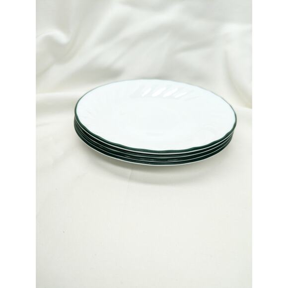 Set of 4 Corelle Callaway Ivy  Saucers Mug Plates Swirl Green Rim 6 1/4" Fairy - Picture 2 of 7